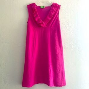 Pink Linen Summer Dress; size Medium